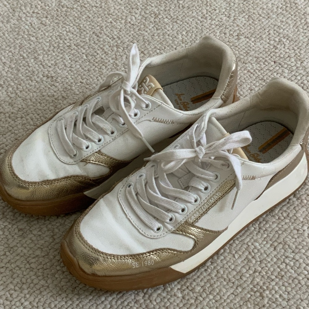 Sam Edelman White and Gold Sneakers